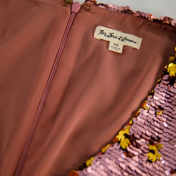 For Love & Lemons Sparklers Sequin Mini Party Dress - Pink Gold Extra Small XS 0 - Picture 4 of 11